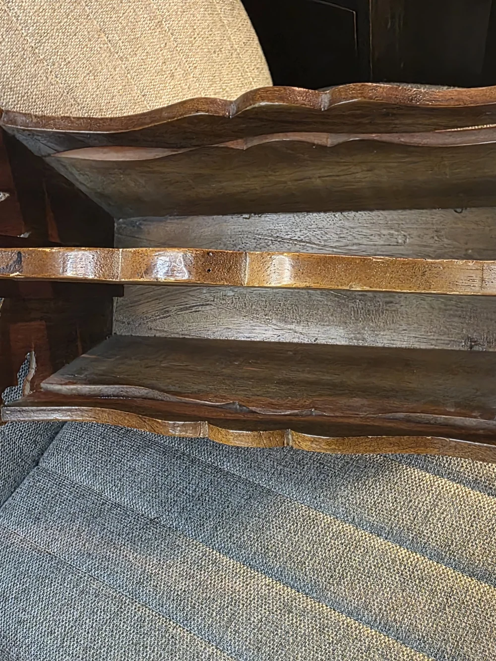 Hand-Carved Wooden Magazine Rack - Warm Honey Tone